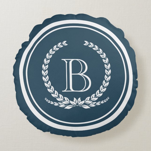 Monogrammdesign Rundes Kissen (Vorderseite)
