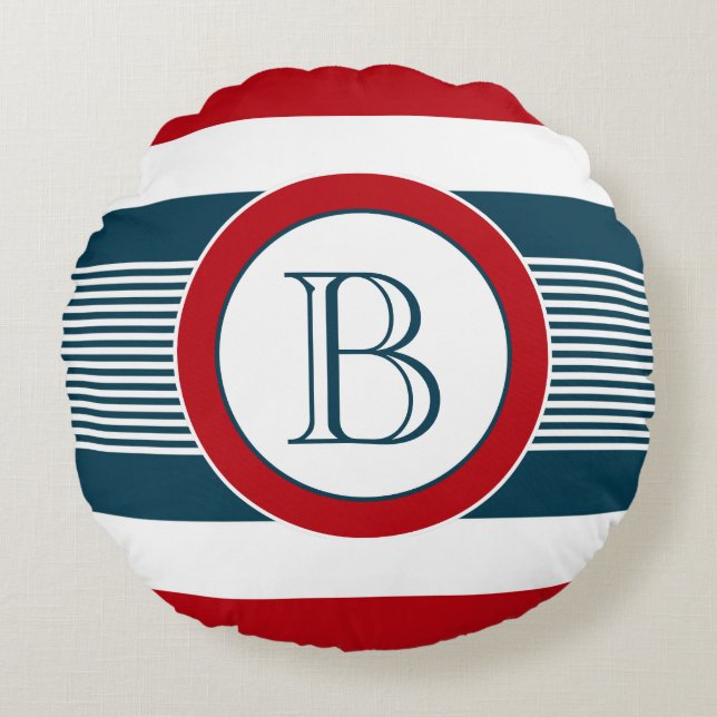 Monogrammdesign Rundes Kissen (Vorderseite)