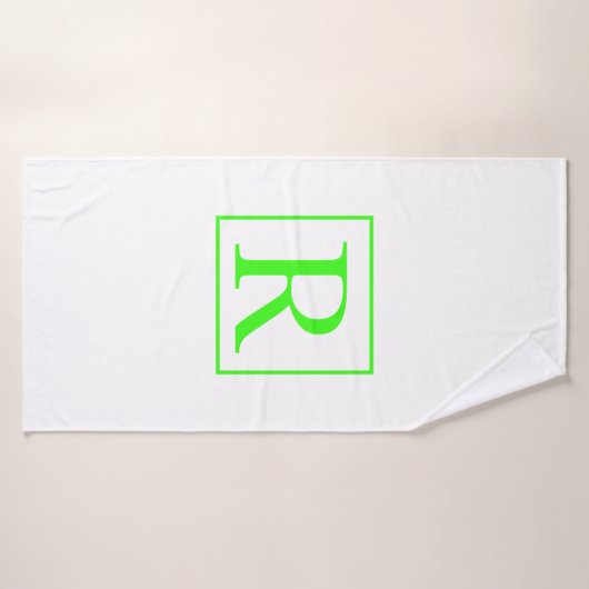 Monogramme Anfangsfarben Neon Grün Weiß farbiges B Badehandtuch (Badehandtuch)