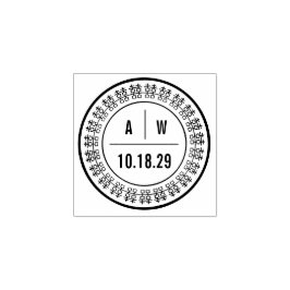 Monogramme & Double Happiness Ring Chinese Wedding Gummistempel