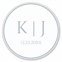 Monogramme Dusty Blue Elegant Minimalistisch Hochz