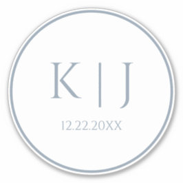 Monogramme Dusty Blue Elegant Minimalistisch Hochz Aufkleber