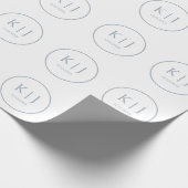 Monogramme Dusty Blue Elegant Minimalistisch Hochz Geschenkpapier (Ecke)