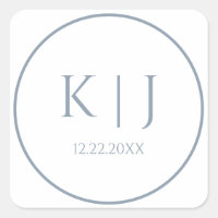 Monogramme Dusty Blue Elegant Minimalistisch Hochz