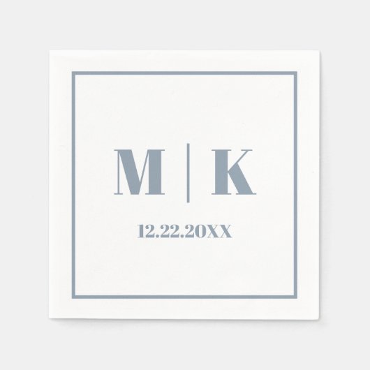 Monogramme Dusty Blue Script Moderne Hochzeit 2025 Serviette (Vorderseite)