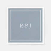 Monogramme Dusty Blue White Ampere und Coole Hochz Serviette (Vorderseite)