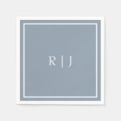 Monogramme Dusty Blue White Initials Simple Weddin Serviette (Vorderseite)