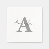 Monogramme Einfach elegant Minimal grau Schwarz-we Serviette (Vorderseite)