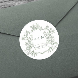 Monogramme für das grüne Wappen des Classic Sage G Runder Aufkleber