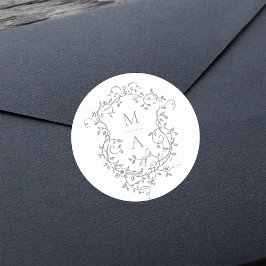 Monogramme für graues, elegantes Wappen Runder Aufkleber