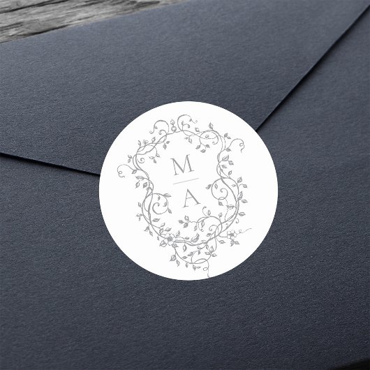 Monogramme für graues, elegantes Wappen Runder Aufkleber
