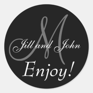 Monogramme für Hochzeitsgunstbezeichnungen Runder Aufkleber