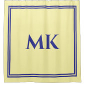 Monogramme Gelb Blauer Name Stilvolles Dekor Moder Duschvorhang (Vorderseite)
