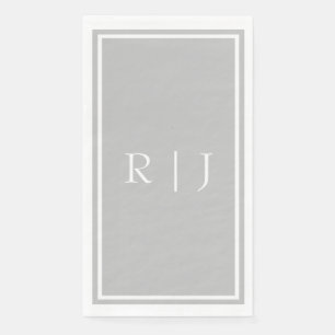 Monogramme Grau Weiß Elegant Moderne Hochzeit Serviette