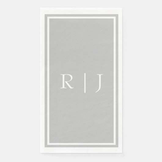 Monogramme Gray White Classy Trendy Wedding Serviette (Vorderseite)
