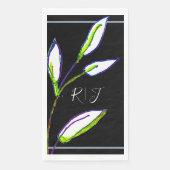 Monogramme - Grün Leaf Schwarz-weiße Kunsthochzeit Serviette (Vorderseite)