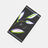 Monogramme - Grün Leaf Schwarz-weiße Kunsthochzeit Serviette (Ecke)