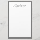 Monogramme Individuelle Name Grau Borderfarben Wei Briefpapier (Rückseite)