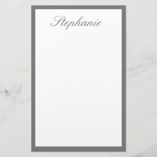 Monogramme Individuelle Name Grau Borderfarben Wei Briefpapier (Vorderseite)