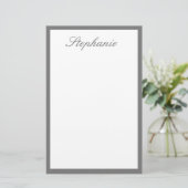 Monogramme Individuelle Name Grau Borderfarben Wei Briefpapier (Stehend Vorderseite)
