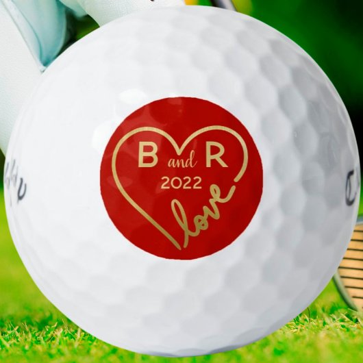 Monogramme/Initialen der Liebe des Herzens Golfball