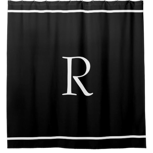 Monogramme Initials Schwarz-weiße benutzerdefinier Duschvorhang (Vorderseite)