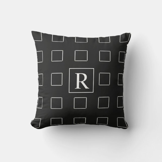 Monogramme mit geometrischen Mustern mit Schwarz-w Kissen (Vorderseite)