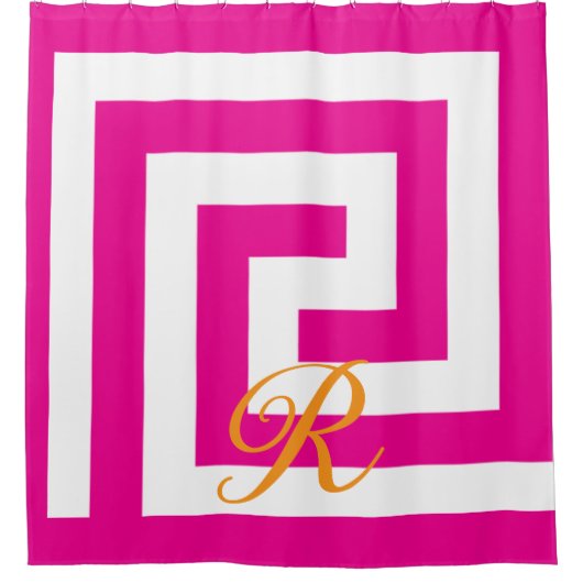 Monogramme mit griechischem Tastendruck, rosa, ora Duschvorhang (Vorderseite)