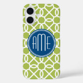 Monogramme mit grün und blau geometrischem Muster Case-Mate iPhone Hülle (Rückseite)