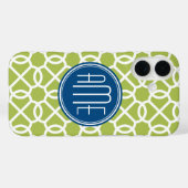 Monogramme mit grün und blau geometrischem Muster Case-Mate iPhone Hülle (Rückseite (Horizontal))