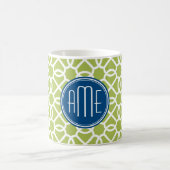 Monogramme mit grün und blau geometrischem Muster Kaffeetasse (Mittel)