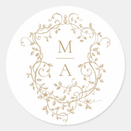 Monogramme mit klassischem Wappen Runder Aufkleber