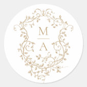 Monogramme mit klassischem Wappen Runder Aufkleber (Vorderseite)