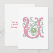 Monogramme mit Wirbel Einladung (Vorne/Hinten)