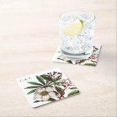 Monogramme Moderne Vintage Weihnachtsfeiertage Ros Rechteckiger Pappuntersetzer (Vor Ort)