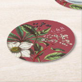 Monogramme Moderne Vintage Weihnachtsfeiertage Ros Runder Pappuntersetzer (Angewinkelt)