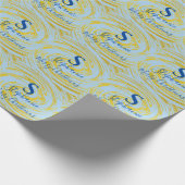 Monogramme Name Frohe Weihnachten Gold Glitzer Aqu Geschenkpapier (Ecke)