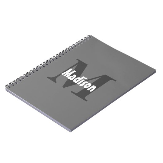 Monogramme Name Hochzeitsgeschenk Gastgeschenk gra Notizblock (Linke Seite)