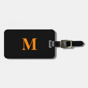 Monogramme Name Orange Black Weihnachtsgeschenk Gepäckanhänger