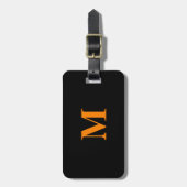 Monogramme Name Orange Black Weihnachtsgeschenk Gepäckanhänger (Vorderseite vertikal)
