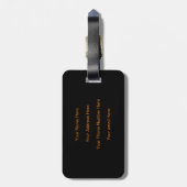 Monogramme Name Orange Black Weihnachtsgeschenk Gepäckanhänger (Rückseite vertikal)