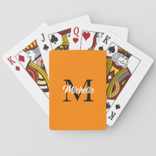 Monogramme Name Orange Individuelle Name Geschenk  Spielkarten