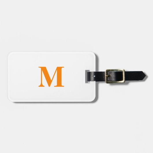 Monogramme Name Orange White Weihnachtsgeschenk Gepäckanhänger (Vorderseite horizontal)