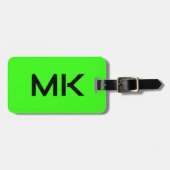 Monogramme Neon Green Initials Name Geschenke Vorl Gepäckanhänger (Vorderseite horizontal)