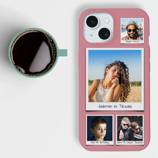 Monogramme oder Namen für Fotocollagen in rosa Far iPhone 15 Hülle