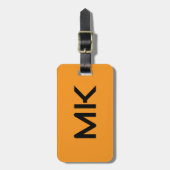 Monogramme Orange Black Initials Name Geschenk Gef Gepäckanhänger (Vorderseite vertikal)