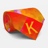 Monogramme Orange Pink Funky Geometrische Muster Krawatte (Gerollt)