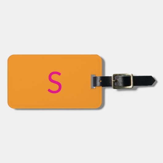 Monogramme Pumpkin Orange Hot Pink Fall Geschenk Gepäckanhänger (Vorderseite horizontal)