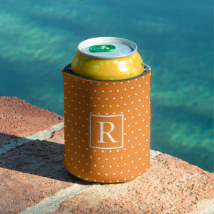 Monogramme Pumpkin Orange White Polka Dots Fall Dosenkühler