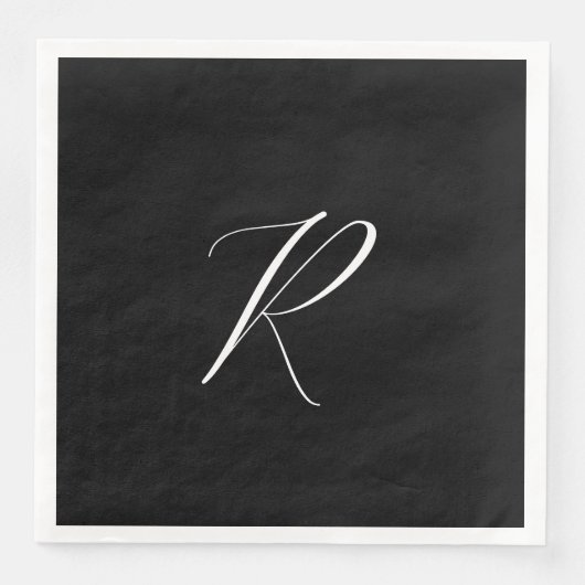 Monogramme Retro-Buchstabe Schwarz Weiß Anfangsbuc Serviette (Vorderseite)
